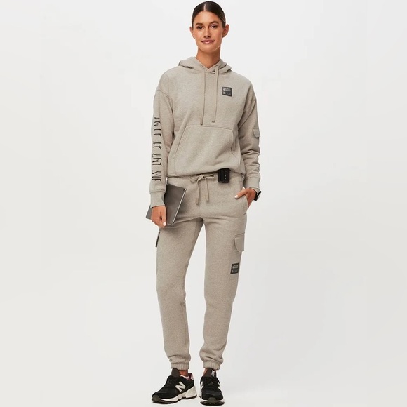 Figs Tops - FIGS Heather Mandalore Peli Motto Off-Shift Hoodie Sweatshirt size S Starwars